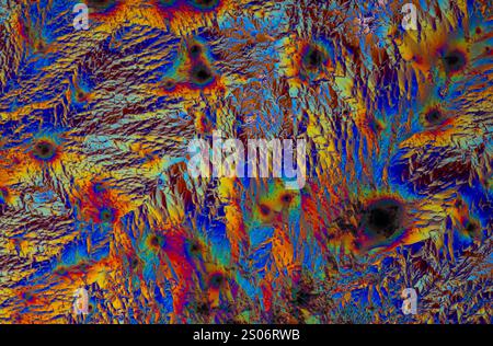 Vibrant and Abstract Colorful Patterns Found in crystals of vitamin C Stock Photo