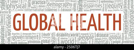 Global Health word cloud conceptual design isolated on white background. Stock Vector