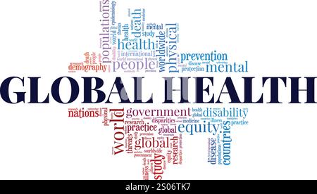 Global Health word cloud conceptual design isolated on white background. Stock Vector