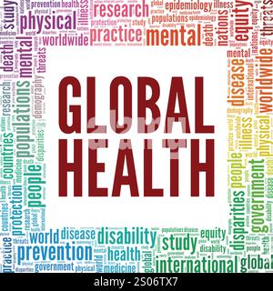 Global Health word cloud conceptual design isolated on white background. Stock Vector