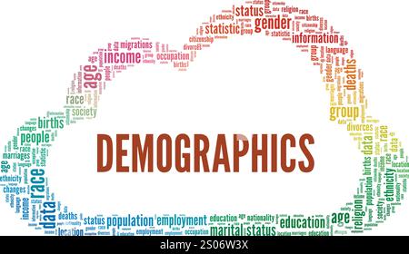 Demographics word cloud conceptual design isolated on white background ...