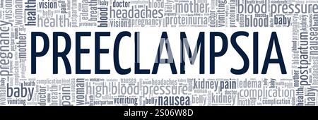 Preeclampsia word cloud conceptual design isolated on white background. Stock Vector