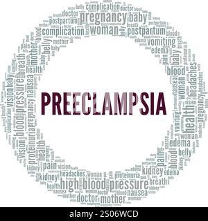 Preeclampsia word cloud conceptual design isolated on white background. Stock Vector