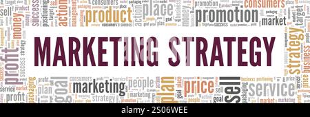 Marketing Strategy word cloud conceptual design isolated on white background. Stock Vector