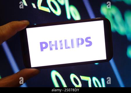 Poland. 25th Dec, 2024. In this photo illustration, the Philips company logo is seen displayed on a smartphone screen. (Photo by Piotr Swat/SOPA Images/Sipa USA) *** Strictly for editorial news purposes only *** Credit: Sipa USA/Alamy Live News Stock Photo