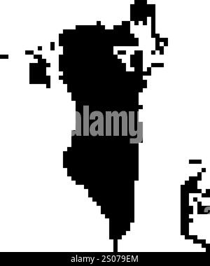 Pixelated world map icons in 8-bit style, featuring over 190 countries. Perfect for digital art, educational projects, and themed designs. Stock Vector