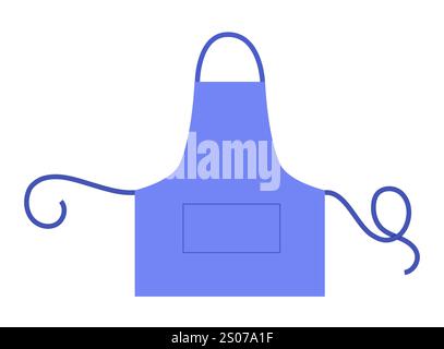 Short Apron with pocket technical fashion illustration. Chef uniform for cooking blue cartoon Flat sketch outline apparel template front view. Women, men unisex mockup isolated on white background Stock Vector