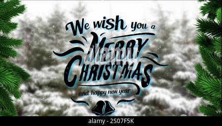 Image of we wish you a merry christmas in winter Stock Photo