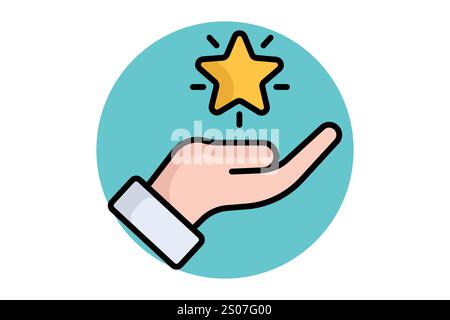 Hope icon. colored outline icon style. hand with star. icon related to donation and charity. donation elements vector illustration Stock Vector