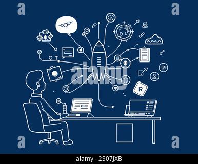 Liner office icons- Office graphics icons Stock Vector
