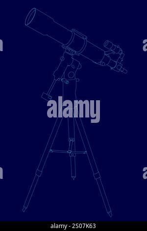 Contour drawing of Telescope - astronomy tool. Telescope in simple ...