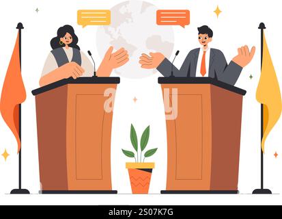 Diplomat Profession Vector Illustration Featuring International Negotiations and Agreement Signing for Worldwide Representation of Countries Stock Vector
