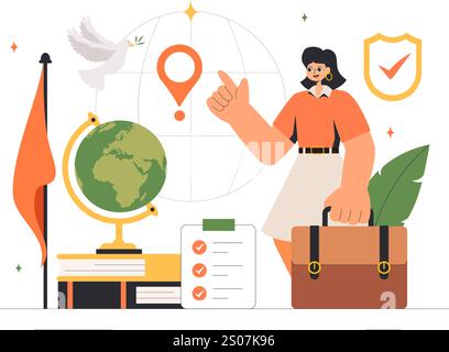 Diplomat Profession Vector Illustration Featuring International Negotiations and Agreement Signing for Worldwide Representation of Countries Stock Vector