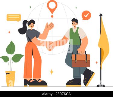 Diplomat Profession Vector Illustration Featuring International Negotiations and Agreement Signing for Worldwide Representation of Countries Stock Vector