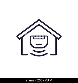 Sensor line icon with a house Stock Vector