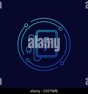 wireless charger icon, linear design Stock Vector