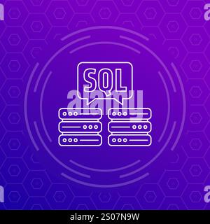SQL servers icon, vector line design Stock Vector