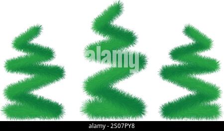 Green three trees set bundle Stock Vector