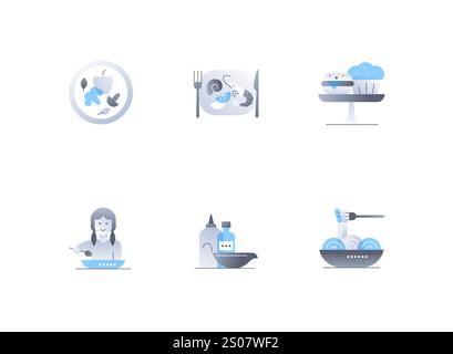 Gastronomy and food - flat design style icons set Stock Vector