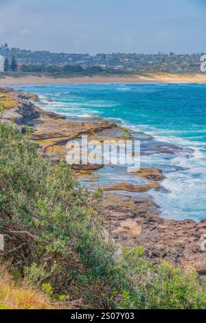 Scenic sea views at Curl Curl in the Northern Suburbs of Sydney and is part of the Northern Beaches region Stock Photo