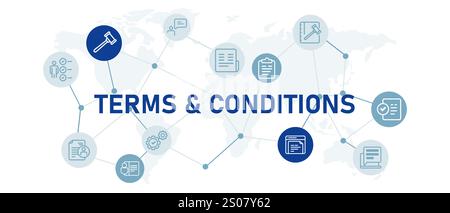 Terms and Conditions rule policy contract agreement with website user design concept with icon Stock Vector