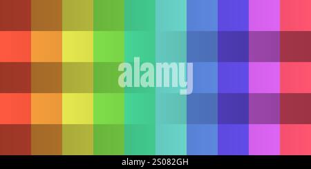 Multi Colored Checkered Tiles of Translucent Glowing Square Shapes - Geometric Mosaic Pattern, Glossy Grid, Blurred Modern Style Abstract Multi Purpos Stock Vector