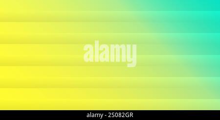 Horizontal Stripes of Translucent Glowing Thick Lines Colored in Shades of Yellow and Turquoise - Geometric Pattern, Glossy Blurred Abstract Gradient Stock Vector