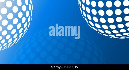 White and Blue Big Spotted, Textured 3D Globes, Balls with Round Lit Surfaces, Geometric Pattern, Futuristic Minimalist Multi Purpose Blue Wide Scale Stock Vector