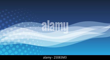 White and Blue Wallpaper, Background Design for Your Business with White Translucent Wave Layers and Spotted Pattern - Applicable for Web, Presentatio Stock Vector