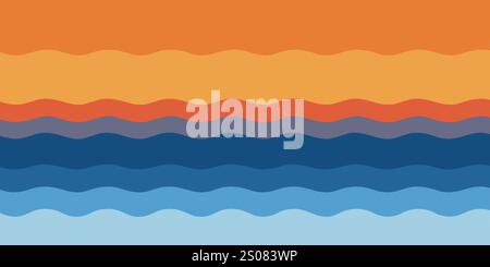 Orange, Brown and Blue Wavy Lines Pattern - Background Design Stock Vector