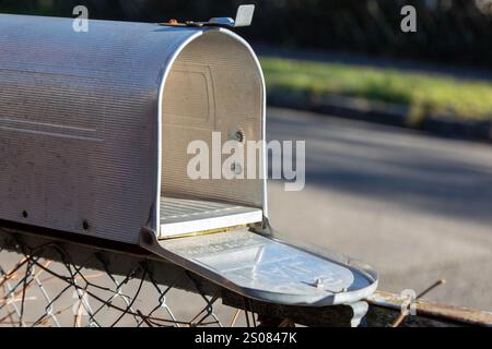 Open US Style Mailbox – American Mail Delivery Concept Stock Photo