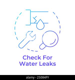 Check for water leaks blue gradient concept icon Stock Vector