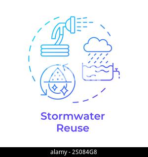 Stormwater reuse blue gradient concept icon Stock Vector