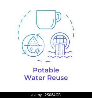 Potable water reuse blue gradient concept icon Stock Vector