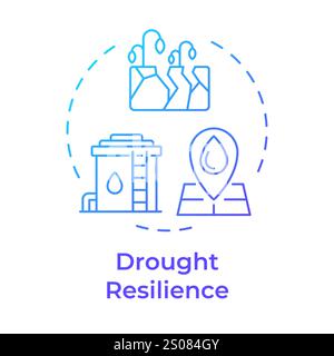Drought resilience blue gradient concept icon Stock Vector