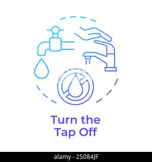 Turn tap off blue gradient concept icon Stock Vector