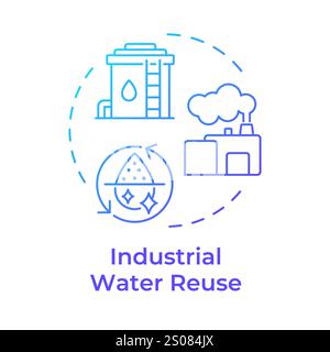 Industrial water reuse blue gradient concept icon Stock Vector