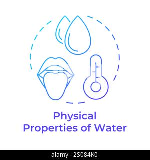 Physical properties of water blue gradient concept icon Stock Vector