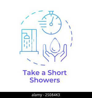 Take short showers blue gradient concept icon Stock Vector