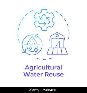 Agricultural water reuse blue gradient concept icon Stock Vector