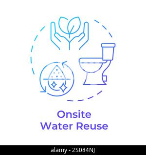 Onsite water reuse blue gradient concept icon Stock Vector