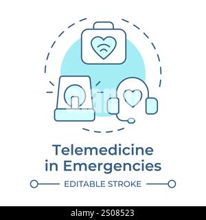 Telemedicine in emergencies soft blue concept icon Stock Vector