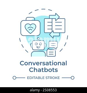 Conversational chatbots soft blue concept icon Stock Vector