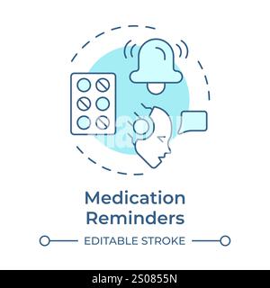 Medication reminders soft blue concept icon Stock Vector