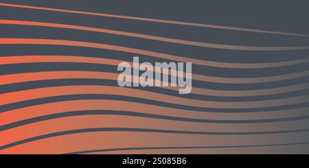 Simple Red, Black and Orange 3D Wavy Curving Thick Gradient Lines, Stripes Pattern - Abstract Background Template Design in Editable Vector Format Stock Vector