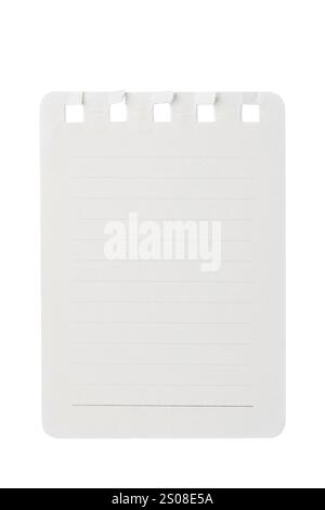Torn Notebook Page with Lined Paper Isolated on White Background Stock Photo