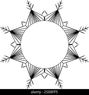 New Year, Christmas round snow frame. Vector winter dotty abstract background, border template with empty space for text. Circle, ring shapes made of Stock Vector