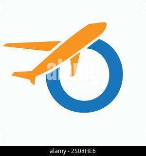 Initial Letter O Airplane Logo Concept For Travel Symbol And Transportation Sign Stock Vector