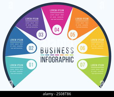 Infographic business design 7 steps, objects, elements or options business information template Stock Vector