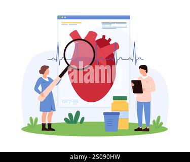 Medical student studying human heart anatomy. Vector illustration Stock ...